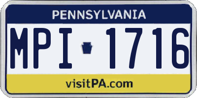 PA license plate MPI1716