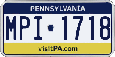 PA license plate MPI1718