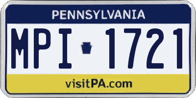 PA license plate MPI1721