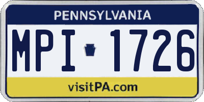 PA license plate MPI1726