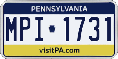 PA license plate MPI1731