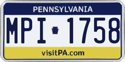 PA license plate MPI1758