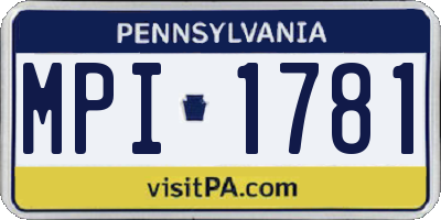 PA license plate MPI1781
