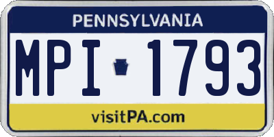 PA license plate MPI1793