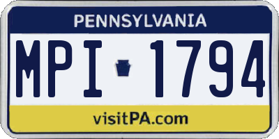 PA license plate MPI1794