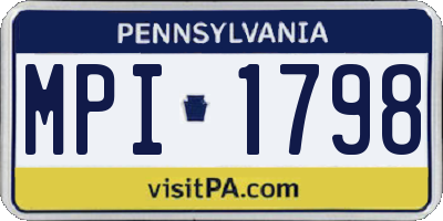 PA license plate MPI1798