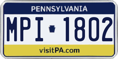 PA license plate MPI1802
