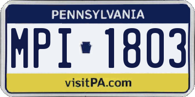 PA license plate MPI1803