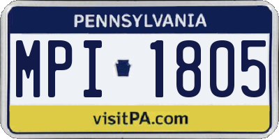 PA license plate MPI1805