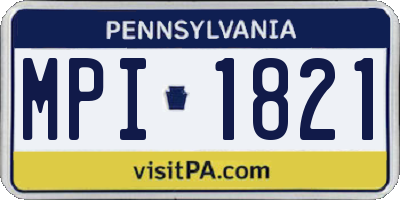 PA license plate MPI1821