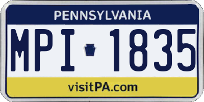 PA license plate MPI1835