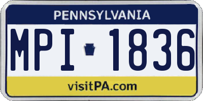 PA license plate MPI1836