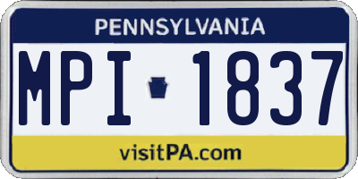 PA license plate MPI1837