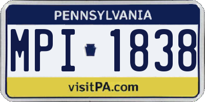 PA license plate MPI1838