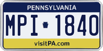 PA license plate MPI1840