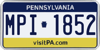 PA license plate MPI1852