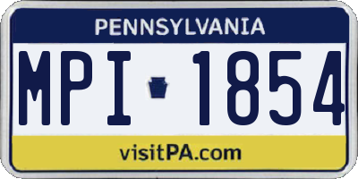 PA license plate MPI1854