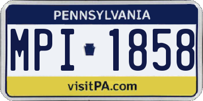 PA license plate MPI1858