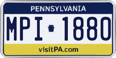 PA license plate MPI1880
