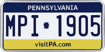 PA license plate MPI1905
