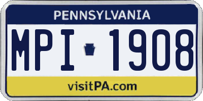 PA license plate MPI1908