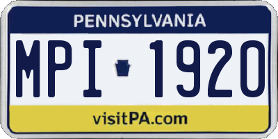 PA license plate MPI1920