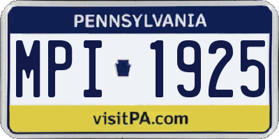 PA license plate MPI1925