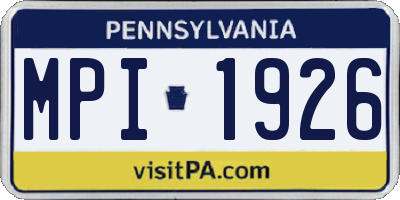 PA license plate MPI1926