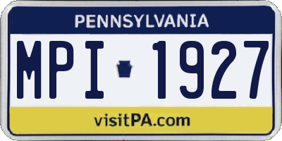 PA license plate MPI1927