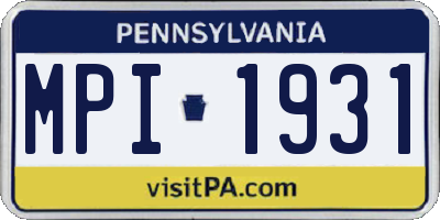 PA license plate MPI1931
