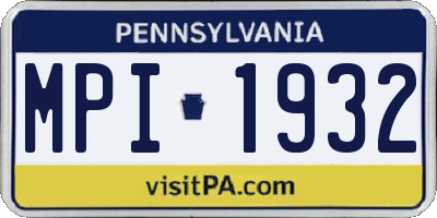 PA license plate MPI1932