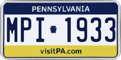 PA license plate MPI1933