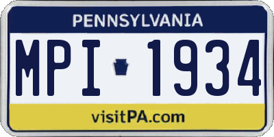 PA license plate MPI1934