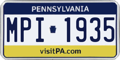 PA license plate MPI1935