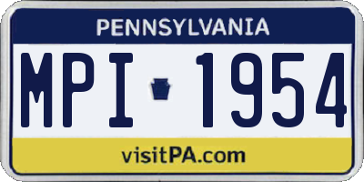 PA license plate MPI1954