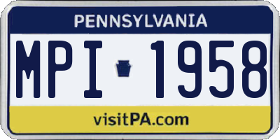 PA license plate MPI1958