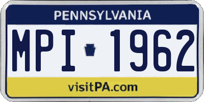PA license plate MPI1962