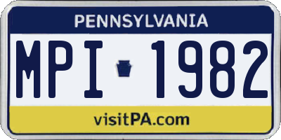 PA license plate MPI1982