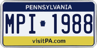 PA license plate MPI1988
