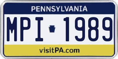 PA license plate MPI1989