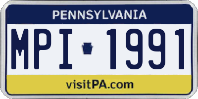 PA license plate MPI1991