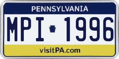 PA license plate MPI1996
