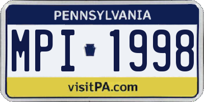 PA license plate MPI1998