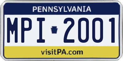 PA license plate MPI2001
