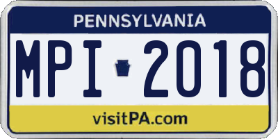 PA license plate MPI2018