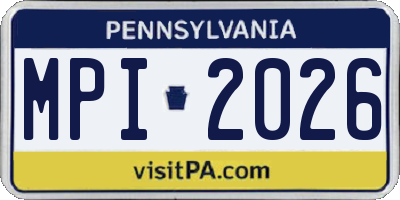PA license plate MPI2026