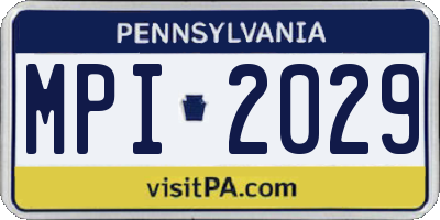 PA license plate MPI2029