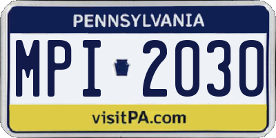 PA license plate MPI2030
