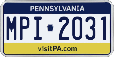 PA license plate MPI2031