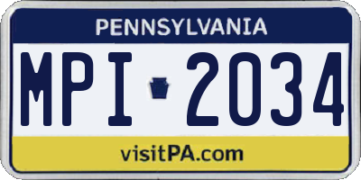 PA license plate MPI2034